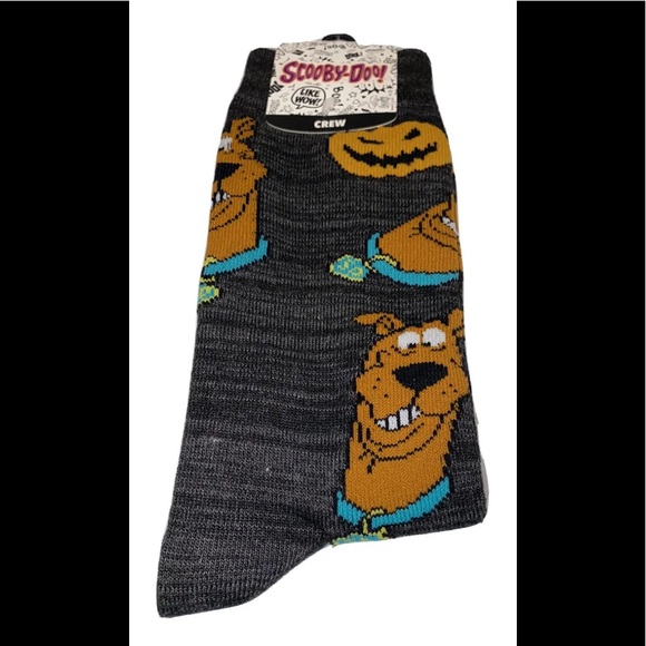 Scooby-Doo Crew Socks 1Pair Men 8-12 Gray Halloween Pumpkin Where Are You Shaggy - Picture 5 of 10
